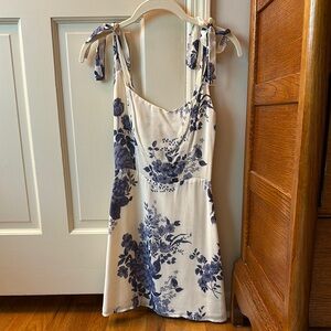 Reformation Cream and Blue Floral Mini Dress